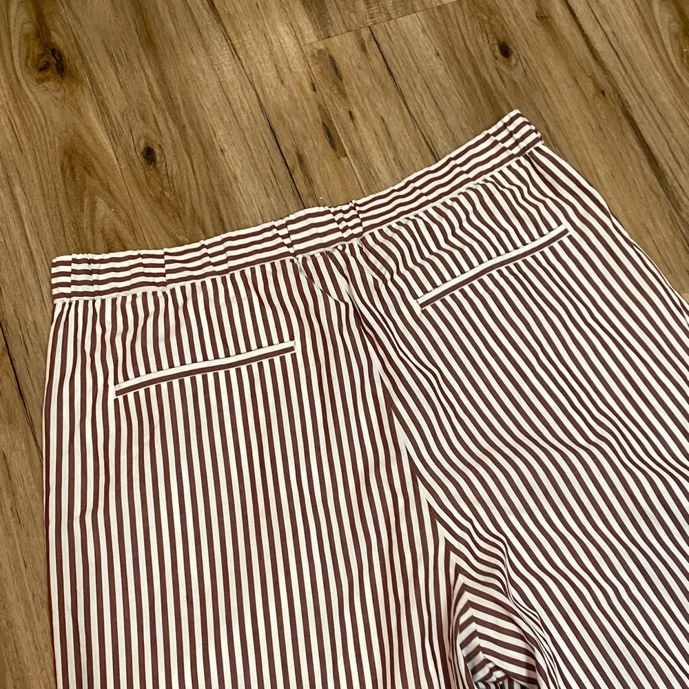 RAG & BONE Lacey Brown Poplin White Stripe Wide Leg Pant Womens Sz 8 - Picture 13 of 14
